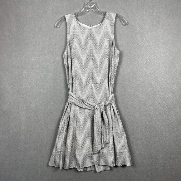 NWT Gap Dress Small White Black Printed Tie Waist Sleeveless Pockets - Picture 2 of 14